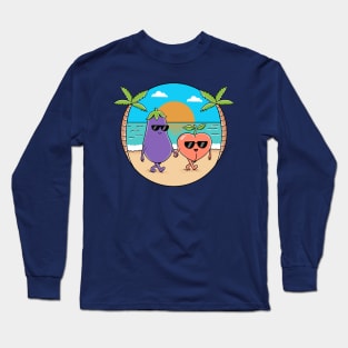 Eggplant and Peach Vacation Long Sleeve T-Shirt